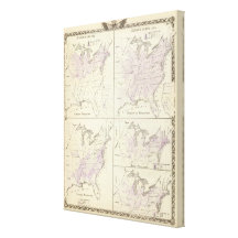1870 mapas do recenseamento dos Estados Unidos Impressão De Canvas Esticada