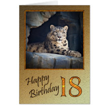 18o Cartão de aniversário com um leopardo de neve