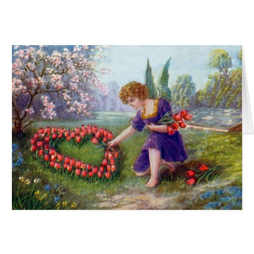 1920 do amor do coração do Cupido do vintage Cartão