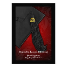 2012 graduação preta e vermelha do encanto 5x7 da  convite