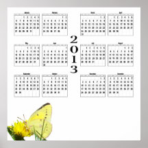 2013 calendário - borboleta pôsteres