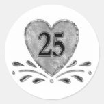 25o aniversário - prata adesivos em formato redondos