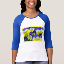 2 Pansies amarelos azuis Camiseta