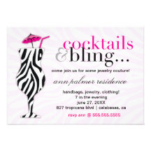 311 cocktail & zebra de Bling Convite