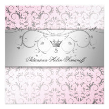 311-Silver Divine o rosa doce Convites Personalizados