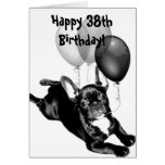 38th cartão feliz do buldogue francês do aniversár