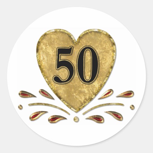 50th aniversário - ouro adesivos redondos