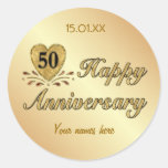 50th aniversário - ouro adesivos em formato redondos