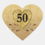 50th Coração dourado do aniversário Adesivos
