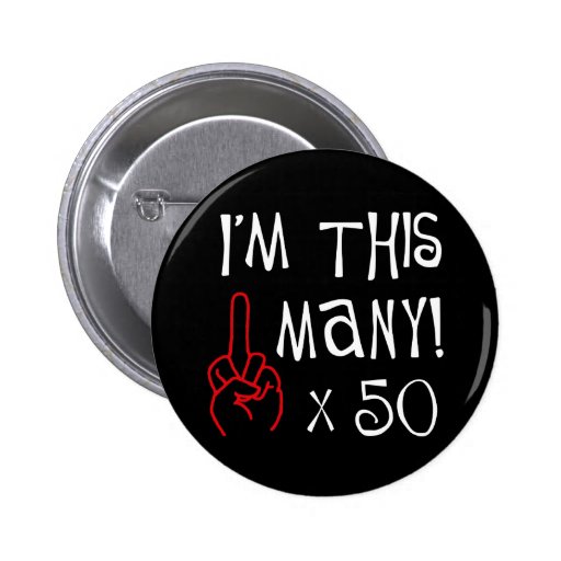 50th saudação do dedo médio do aniversário botons