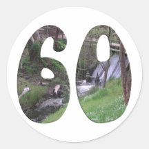 60th Aniversário Adesivo Redondo