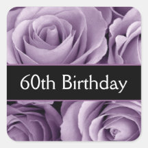 60th rosas elegantes do roxo do aniversário adesivo