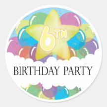 6o Etiqueta da festa de aniversário Adesivo Em Formato Redondo