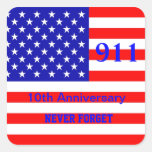 911 etiquetas patrióticas do 10o aniversário adesivos quadrados