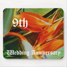 9o aniversário de casamento - pássaros de paraíso mouse pad