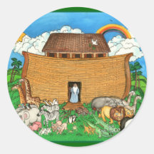 A arca de Noah com arco-íris Adesivos Em Formato Redondos