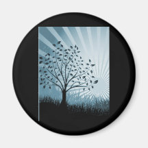 A árvore sae da silhueta da grama & do Sunburst -  Imã De Geladeira