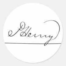 A assinatura americana de Patrick Henry do fundado Adesivo Em Formato Redondo