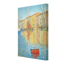 A bóia vermelha por Paul Signac, Pointillism do vi Impressão De Canvas Envolvidas