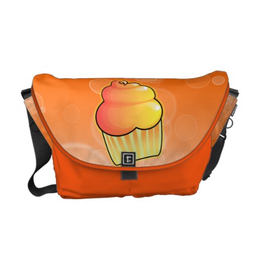 A bolsa mensageiro alaranjada do cupcake