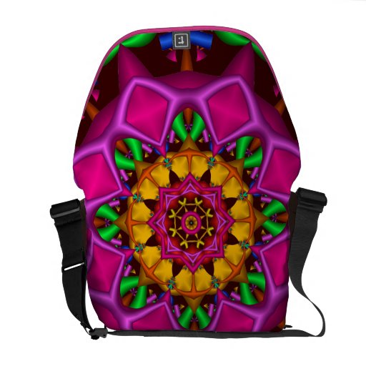 A bolsa mensageiro artística com design do caleido