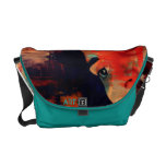 a bolsa mensageiro azul alaranjada da arte abstrac