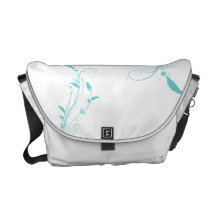 A bolsa mensageiro gráfica floral azul do Aqua