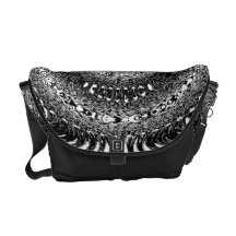 A bolsa mensageiro preta & branca do rickshaw
