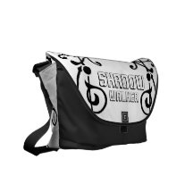 A bolsa mensageiro (preta) do marfim da fibrila