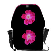 A bolsa mensageiro, preto, com rosa do rosa