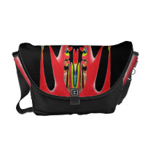 A bolsa mensageiro vermelha e preta do rickshaw do