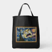 A cara Meme da raiva enfrenta a pintura elegante c Bolsa Para Compras