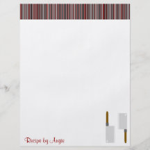 A cozinha listra o papel vermelho da receita panfleto personalizado