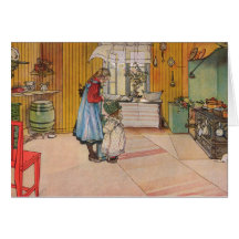 A cozinha por Carl Larsson customizável Cartao