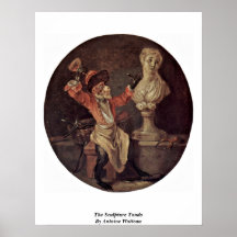 A escultura Tondo por Antoine Watteau Posters