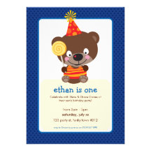 A FESTA DE ANIVERSÁRIO CONVIDA:: teddybear + pirul Convite Personalizado