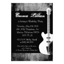 A festa de aniversário do punk rock da guitarra co convite personalizados