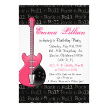 A festa de aniversário do punk rock da guitarra co convites personalizado