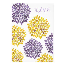 A flor amarela roxa de RSVP floresce cartão de cas Convite