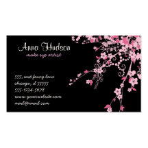 A flor de cerejeira Sakura floresce o preto cor-de Modelos Cartões De Visita