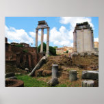 A foto panorâmico detalha o fórum romano antigo pôsteres