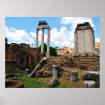 A foto panorâmico detalha o fórum romano antigo pôsteres