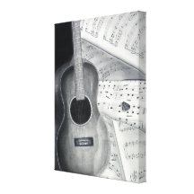 A guitarra & a música de Sheel esticaram o impress Impressão De Canvas Envolvidas