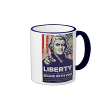 A liberdade de Jefferson começa com você! Caneca