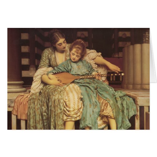 A lição de música - senhor Frederic Leighton Cartao