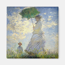 A mulher de Monet com um parasol (o Stroll/caminha Imã De Geladeira
