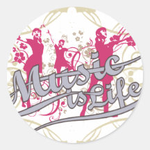 A música é t-shirt e presentes da vida adesivos redondos