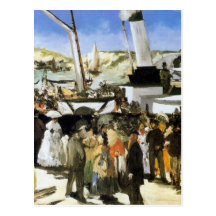 A partida do vapor de Folkestone - Manet Cartao Postal