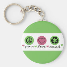 A paz, amor, recicl chaveiro
