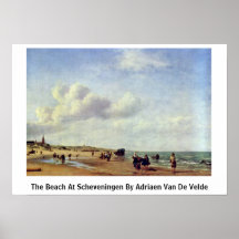 A praia em Scheveningen por Adriaen Van De Velde Poster